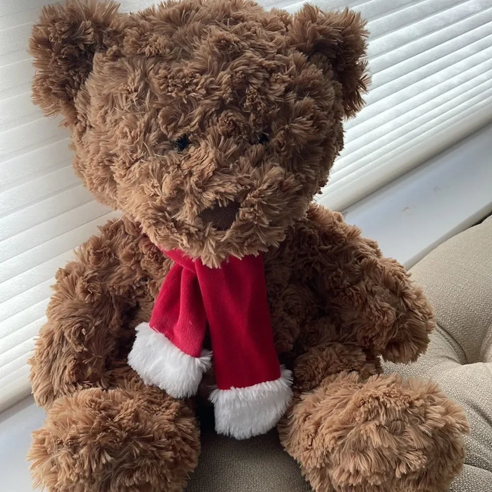 🧸14” Brown Bear w/red‎ holiday scarf. NWOT🧸